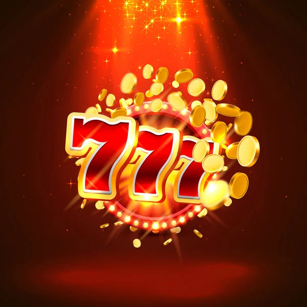 Grande vitória caça-níqueis 777 banner casino. —  Vetores de Stock