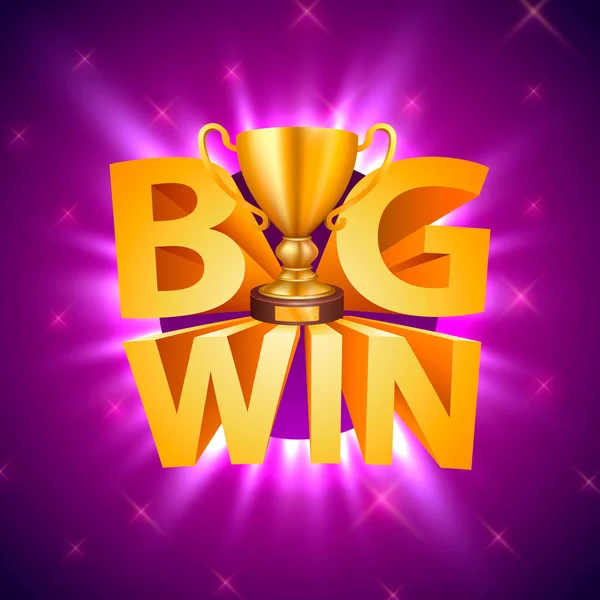 Big Win Cup Casino Schild, Spiel Banner Design. — Stockvektor