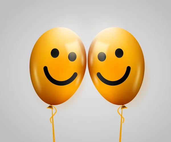 友情の日だ 2つの笑顔黄色の風船 ベクターイラスト — ストックベクタ