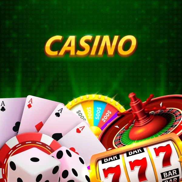 Casino dice banner signboard on background. — Stock Vector