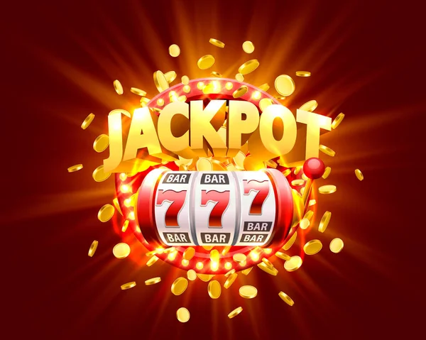 La slot machine d'oro vince il jackpot . — Vettoriale Stock