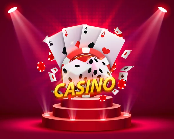 Casino dice banner cégér a háttérben. — Stock Vector