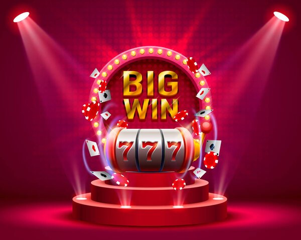 Big win slots 777 banner casino. Vector illustration