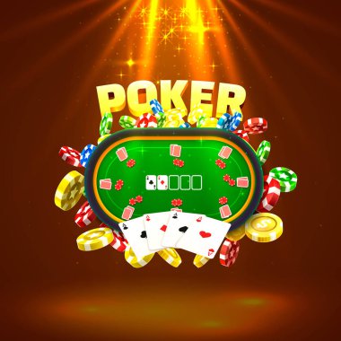 Poker masasında kartları ve cips arka plan ile.