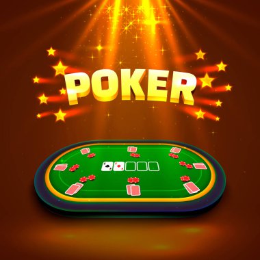 Poker masasında kartları ve cips arka plan ile.