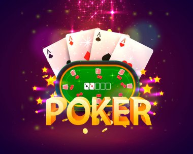 Poker masasında kartları ve cips arka plan ile.