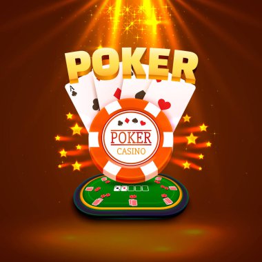 Poker masasında kartları ve cips arka plan ile.