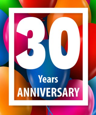 Otuz yıl yıldönümü. 30 yıl. Tebrik kartı veya afiş kavramı.