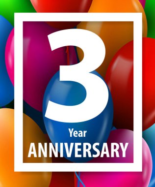 Üç yıl yıldönümü. 3 yıl. Tebrik kartı veya afiş kavramı.