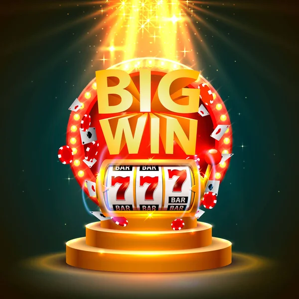 Großer Gewinn Spielautomaten 777 Banner Casino. — Stockvektor