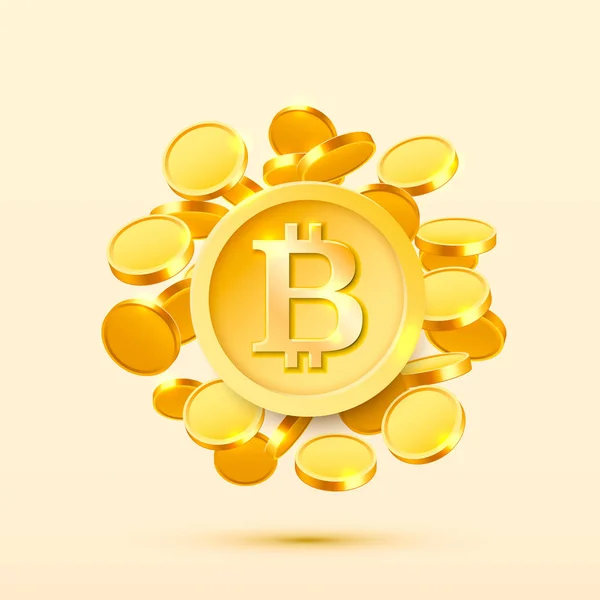 Bitcoin kontanter gyllene mynt. — Stock vektor