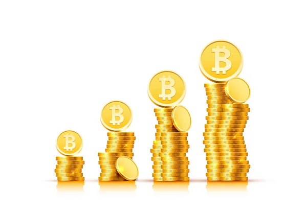Bitcoin gotówki złote monety. — Wektor stockowy