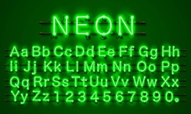 Neon yazı tipi şehir. Neon Yeşil font eps.