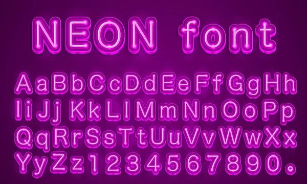 Fonte neon city color purple, fonte Alphabet . — Vetor de Stock