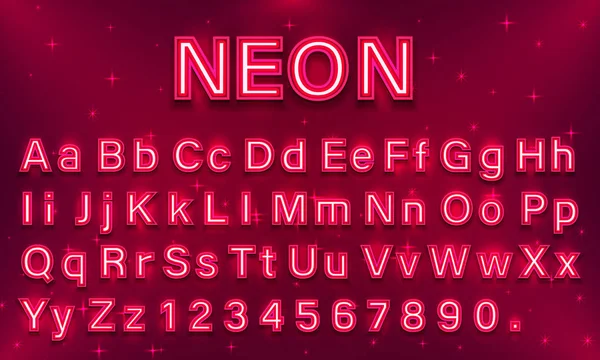 Неон місто червоний колір шрифту. Англійського алфавіту знак. — стоковий вектор