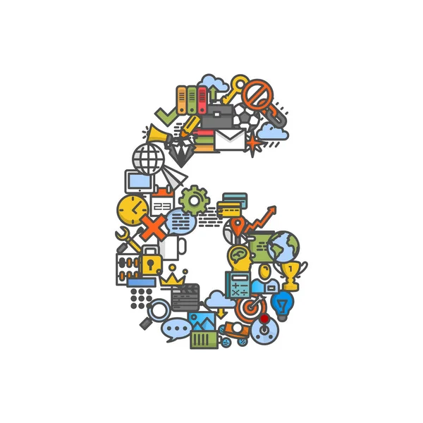 Una serie di icone del telefono a forma di sei numeri — Vettoriale Stock