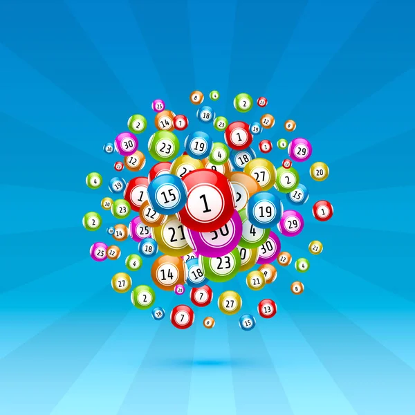 宝くじゲーム数字のついたボールが色付きの背景で ベクターイラスト — ストックベクタ