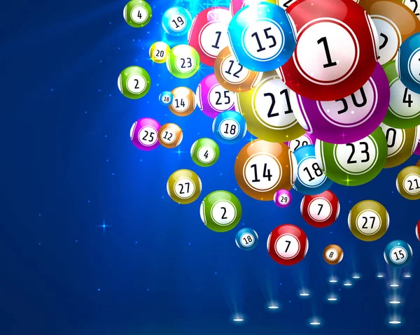 Juego de lotería, bolas con números — Vector de stock