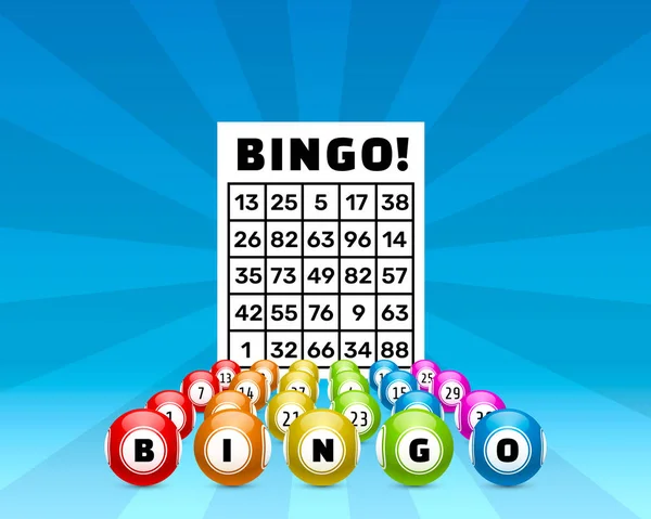 Lotería juego de bingo, bolas con números y — Vector de stock