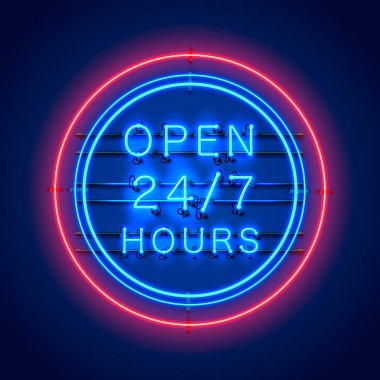 Neon tabela 24 7 saat açık.