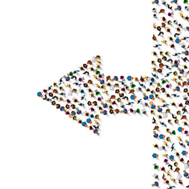 İnsanlar işareti ok sol grup