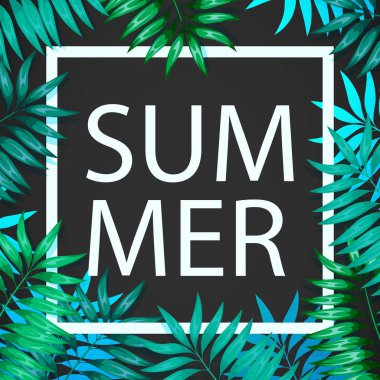 Renkli tropikal yaprak çerçeve. Orman tasarımı davetiye, tebrik kartları ve duvar kağıtları için kavramı.