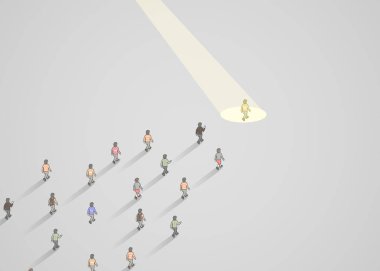 İşadamı bir projektör. İnsan kaynakları ve işe alım. İş adamları kavramı kiralık.