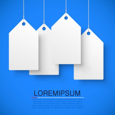 Dört büyük beyaz etiketleri kelime satışı ile. Vektör