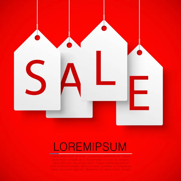 Four large white tags with the word sale. Vector — Stock Vector