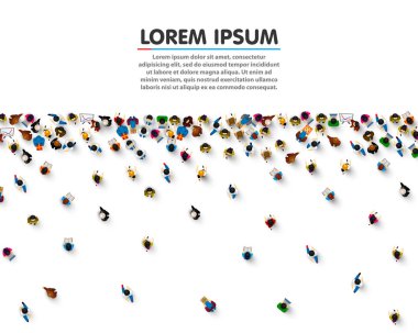 Beyaz arka plan üzerinde büyük insanlar kalabalık.