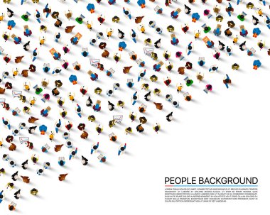 Beyaz arka plan üzerinde büyük insanlar kalabalık.