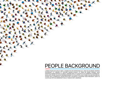 Beyaz arka plan üzerinde büyük insanlar kalabalık.