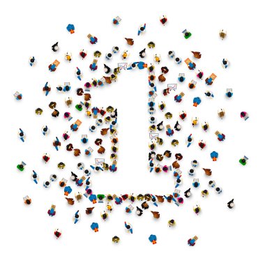 Bir numaralı formda geniş bir grup insan..