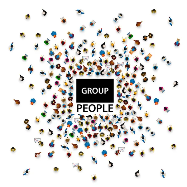 Gruppo Grandi Persone Folla Sfondo Bianco Illustrazione Vettoriale — Vettoriale Stock