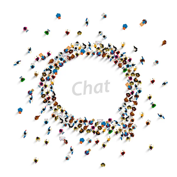 A group of people shaped as a chat icon. — Stock Vector