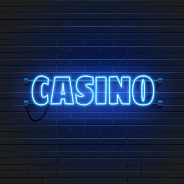 Neon Lampa kasyno transparent na tle ściany. Las Vegas consept. — Wektor stockowy
