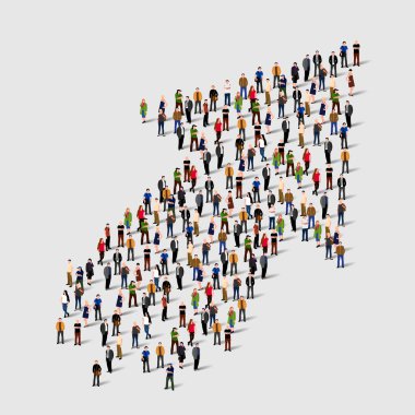 Büyük bir grup insan bir ok.