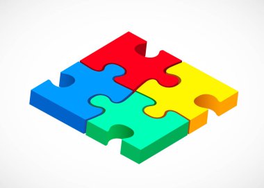 Dört adet bulmaca. Çözüm kavramı. Modern tasarım.