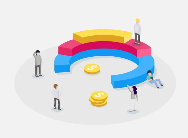 Personer som interagerar med diagram och analyserar statistik. — Stock vektor