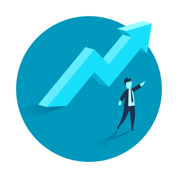 Concept Business Growth Upward Arrow Businessman Showing Direction Symbol Success — Stock Vector