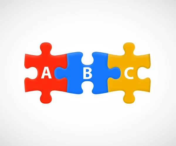 Peças de quebra-cabeças ABC. Etapas de negócios ou educação — Vetor de Stock