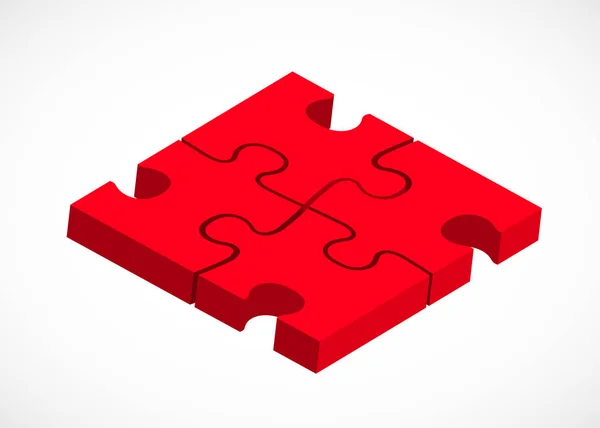 Puzzle de cuatro piezas. Concepto de solución empresarial. Diseño moderno — Vector de stock