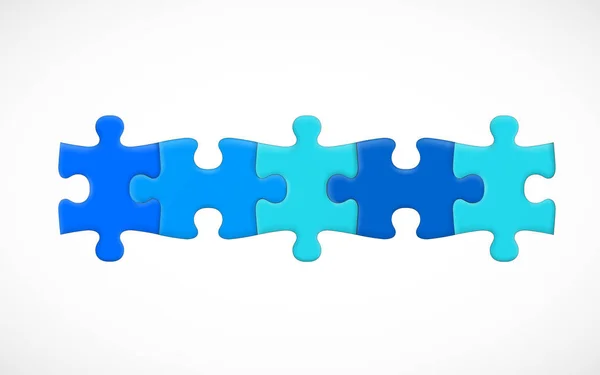 Puzzle cinq pièces connecté en ligne. Concept de solution . — Image vectorielle