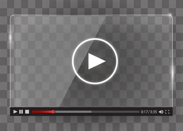 Lecteur vidéo transparent en verre moderne pour web . — Image vectorielle