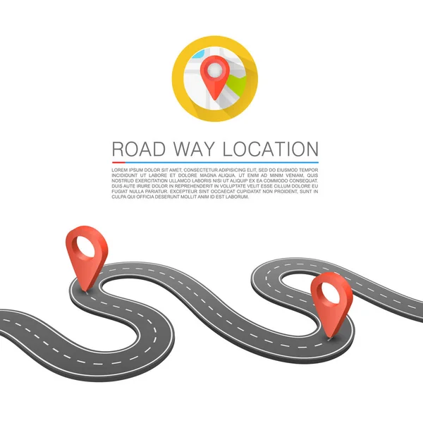 Paved path on the road, Road way location. — Stock Vector