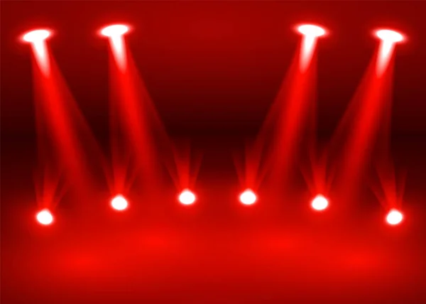 Színpad pódium világítással, Színpad Podium jelenet díjátadó ünnepség piros háttér. — Stock Vector