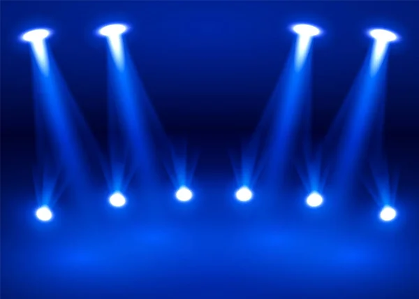 Stage pódium s osvětlením, scéna pódium Scéna s za cenu ceremoniálu na modrém pozadí. — Stockový vektor