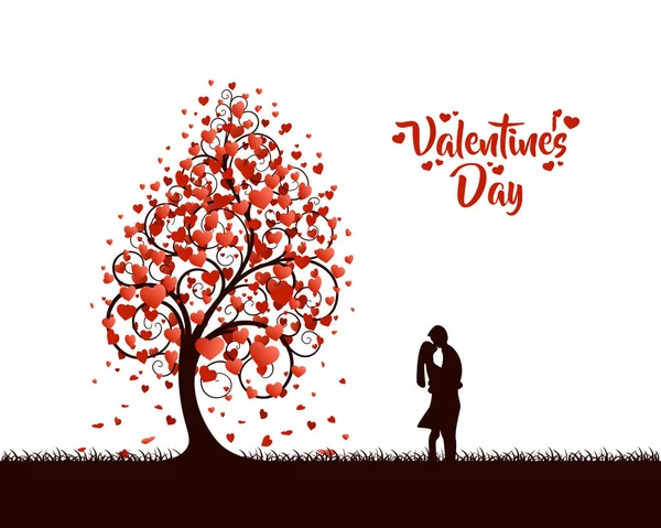 Feliz Dia Dos Namorados Árvore Coração Tampa Amor Fundo Branco — Vetor de Stock