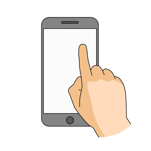 指でタッチ空白スマート フォン画面。Web バナー、web サイト、インフォ グラフィックの近代的な概念は。携帯アプリのモックアップ。創造的なフラットなデザイン. — ストックベクタ