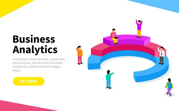 Menschen, die mit Diagrammen interagieren und Statistiken analysieren. — Stockvektor